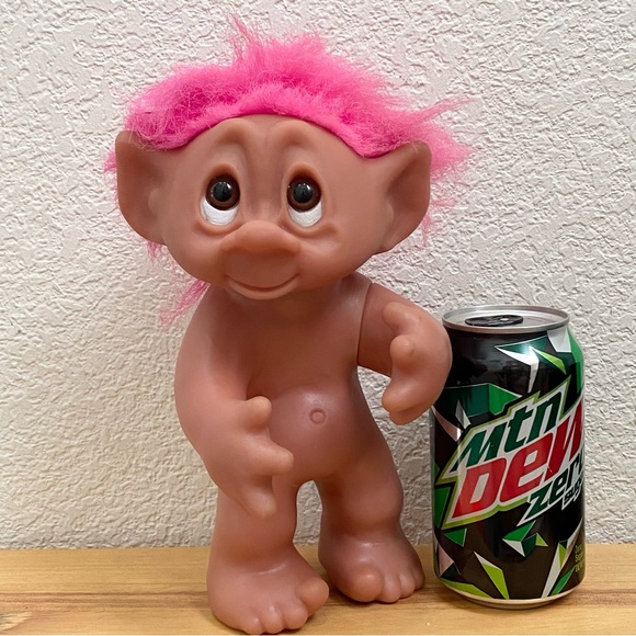 Rare Vintage 1985 Thomas DAM Troll 9" Doll Pink Hair Tuxedo Made In Denmark - Picture 4 of 12